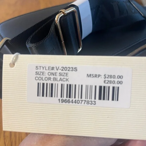 NWT- Valentino Orlandi vegan leather crossbody bag. Color black W/ gold hardware - Picture 10 of 12